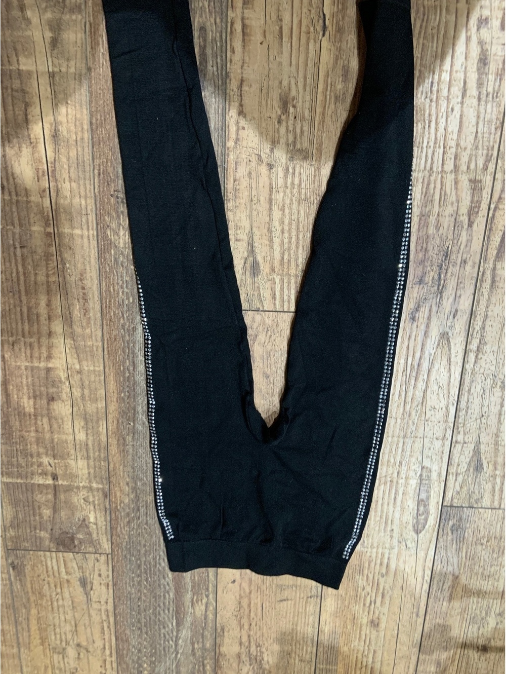 Black Leggings with Rhinestone Side Trim